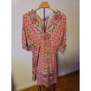 Bohemian Pink Patterned Mini Dress
